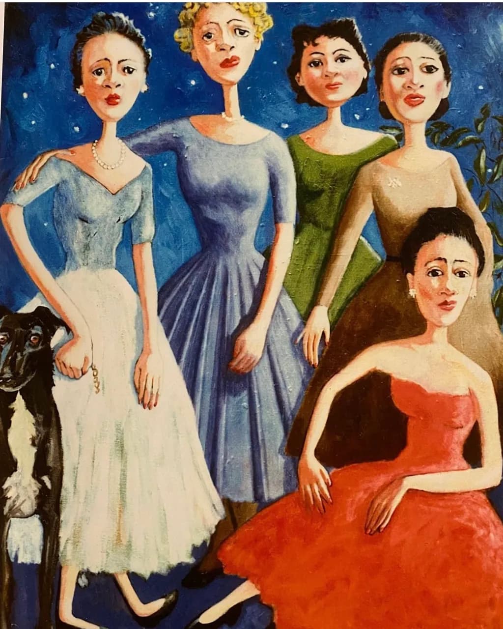 Colorful Portrait of Five Women: A Stylized Celebration of Femininity and Friendship