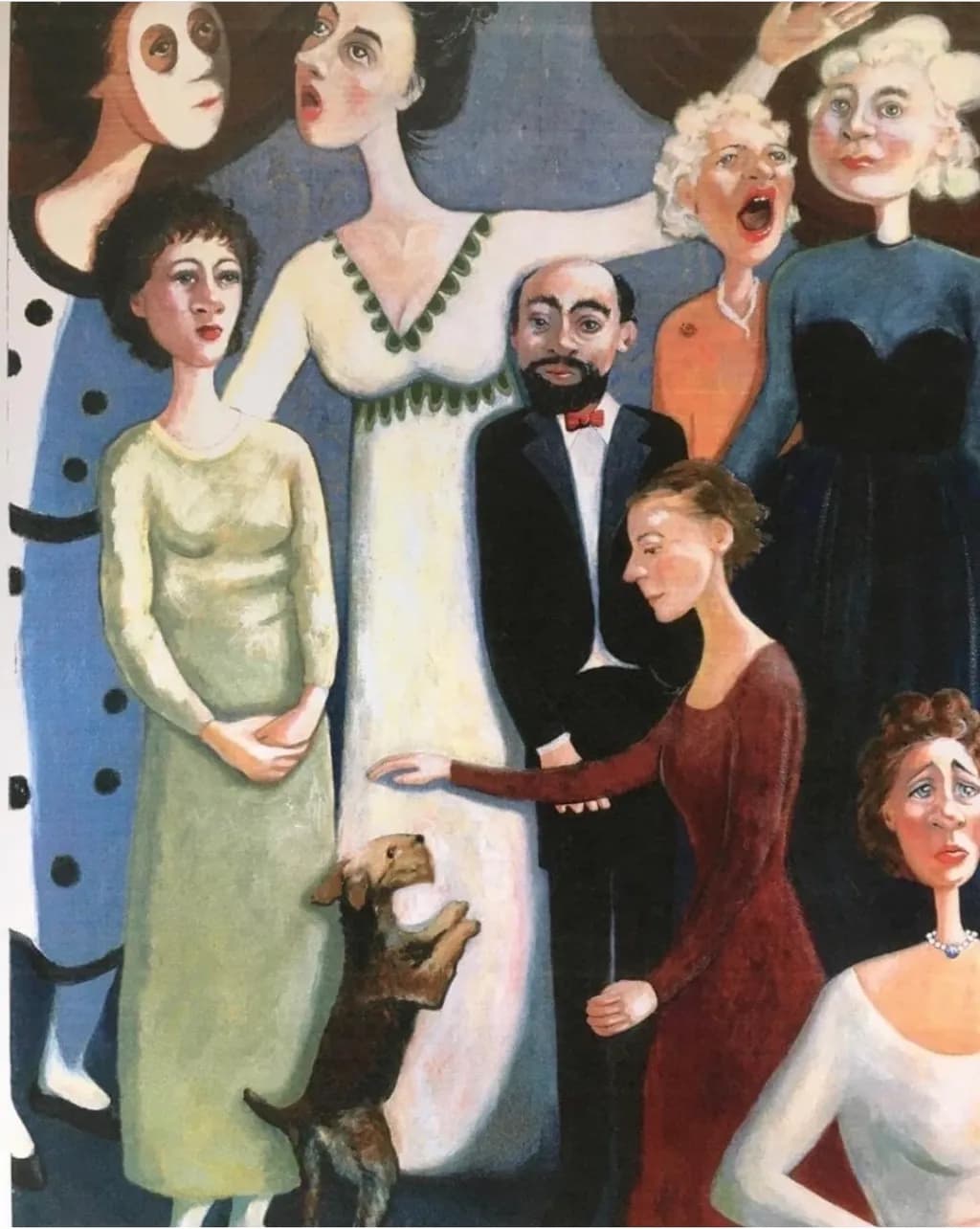 Whimsical Expressions: A Dramatic Gathering of Figures and Emotions