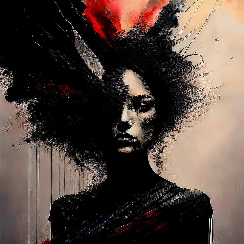 Ethereal Echoes: A Journey Through Abstract Emotion and Contrast in Portraiture