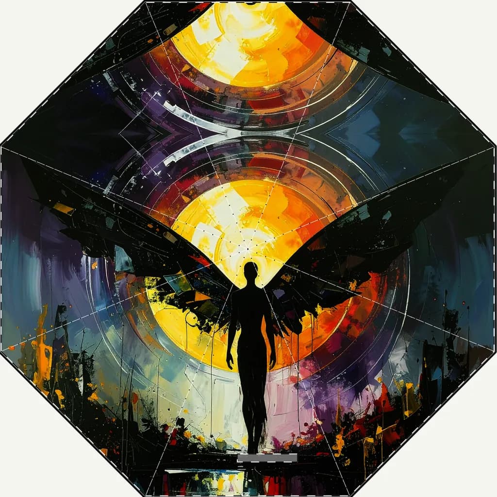 Celestial Embrace: An Ethereal Journey Through Vibrant Cosmic Silhouettes