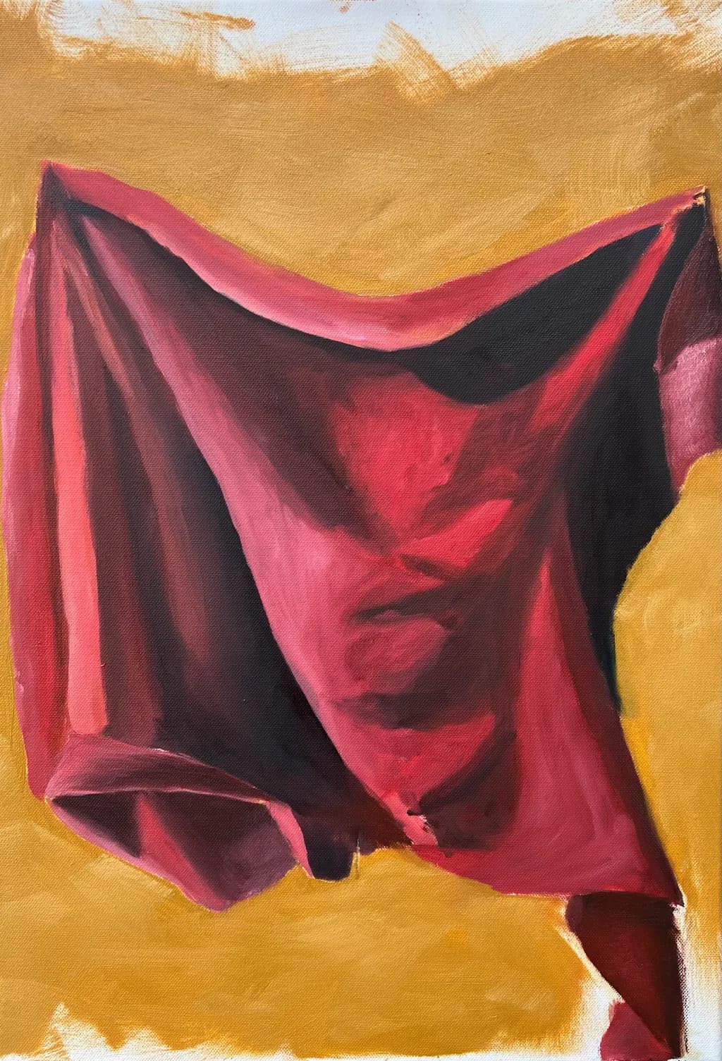 Crimson Flow: An Abstract Exploration of Texture and Movement in Fabric Art