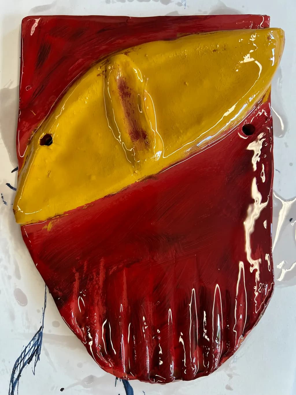 Vibrant Harmony: A Bold Fusion of Red and Yellow in Ceramic Artistry