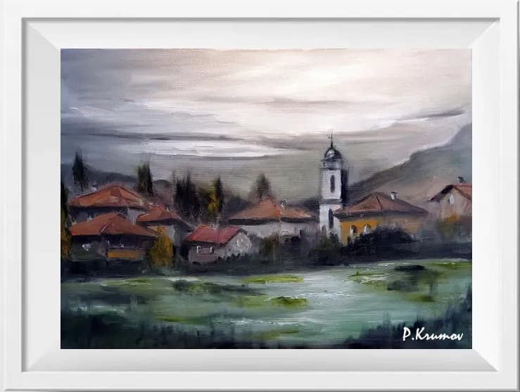 Whispers of a Serene Village: A Tranquil Landscape in Soft Hues