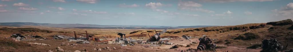 Whispers of the Forgotten: A Desolate Landscape of Abandoned Ruins Under a Vast Sky