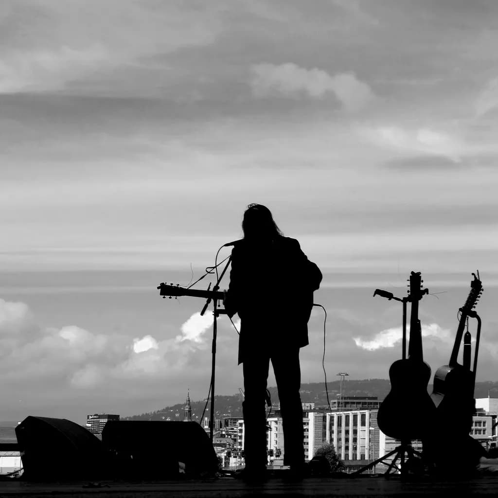 Silhouetted Serenade: A Melodic Journey Against the Urban Skyline
