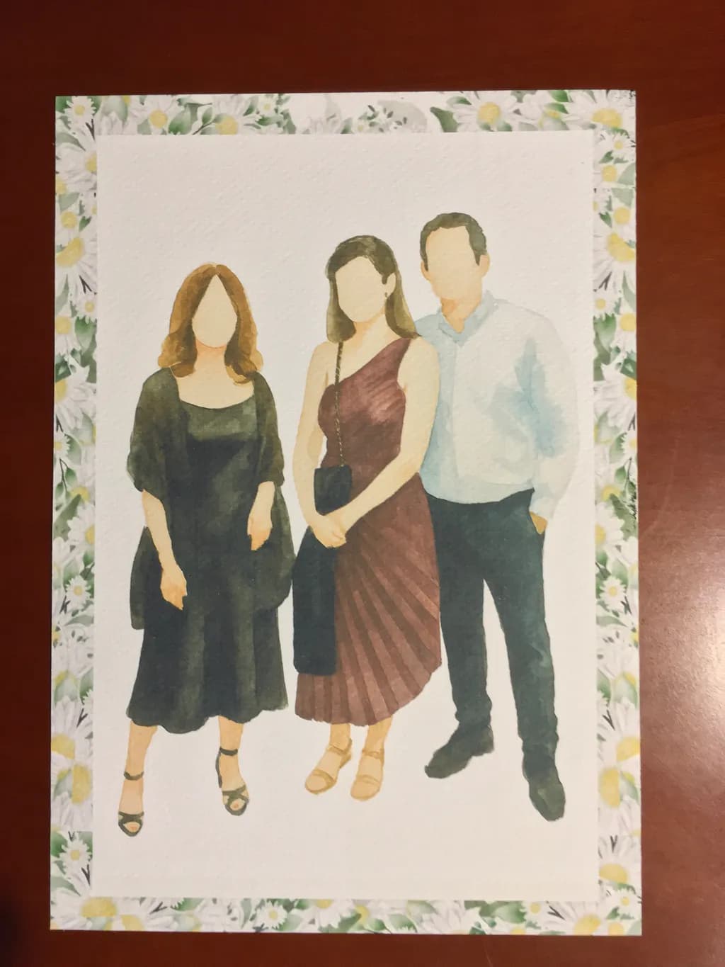 Whispers of Togetherness: A Watercolor Portrait of Friendship and Floral Elegance