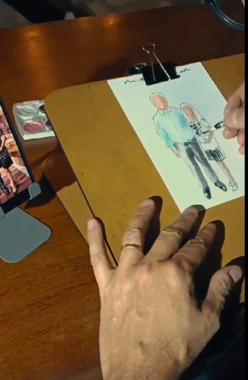 Capturing Moments: A Hand-Drawn Portrait of Family Connection