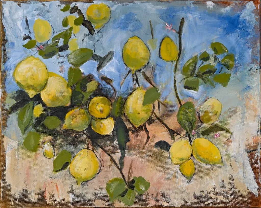 Golden Lemons Against a Blue Canvas: Nature's Delight