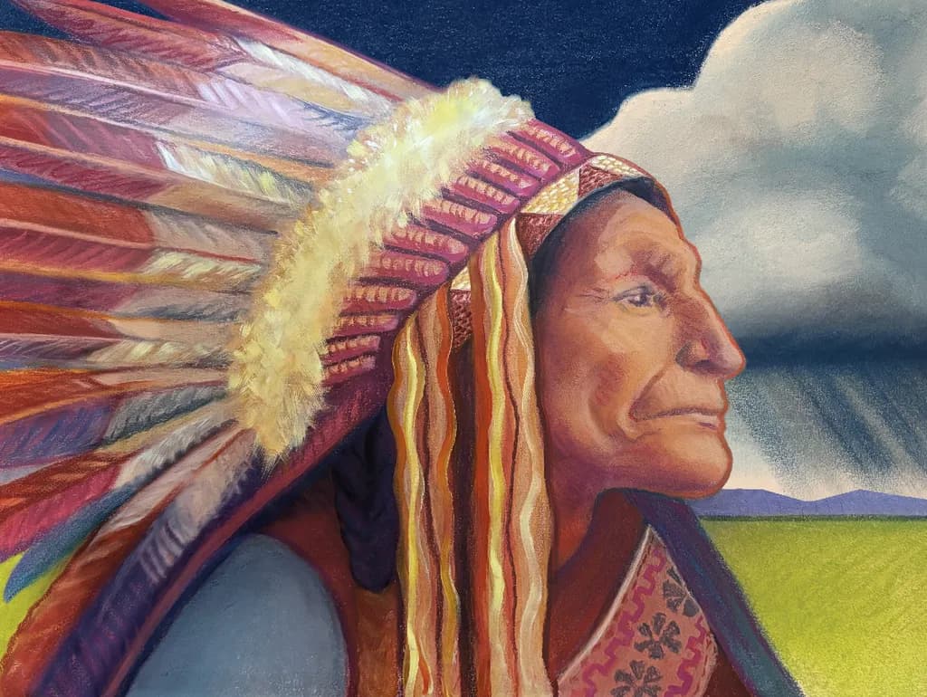 Majestic Reflection: The Spirit of a Native Leader in Vibrant Colors