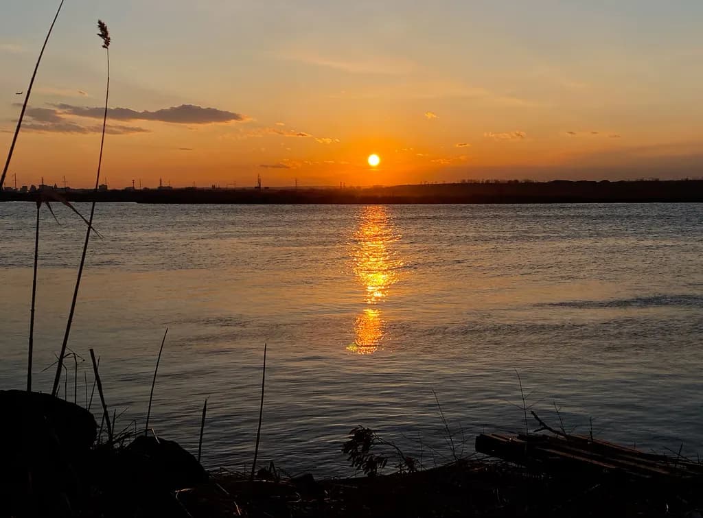 Golden Sunset Reflections on Water