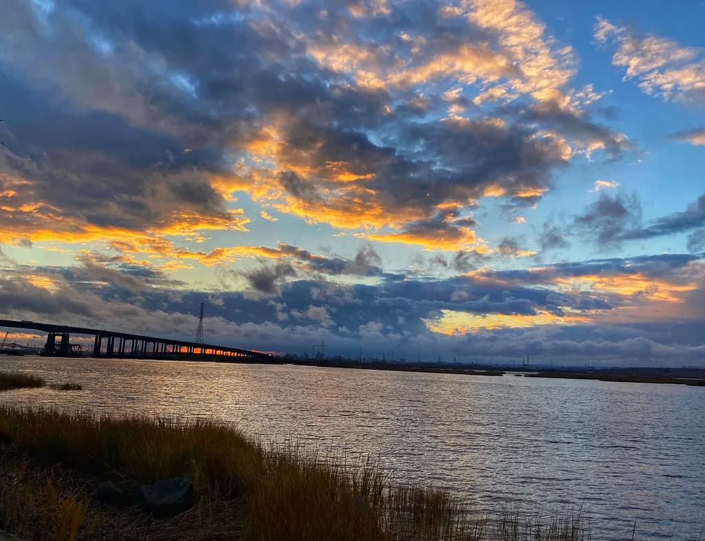 Tranquil River Cloudy Sunset
