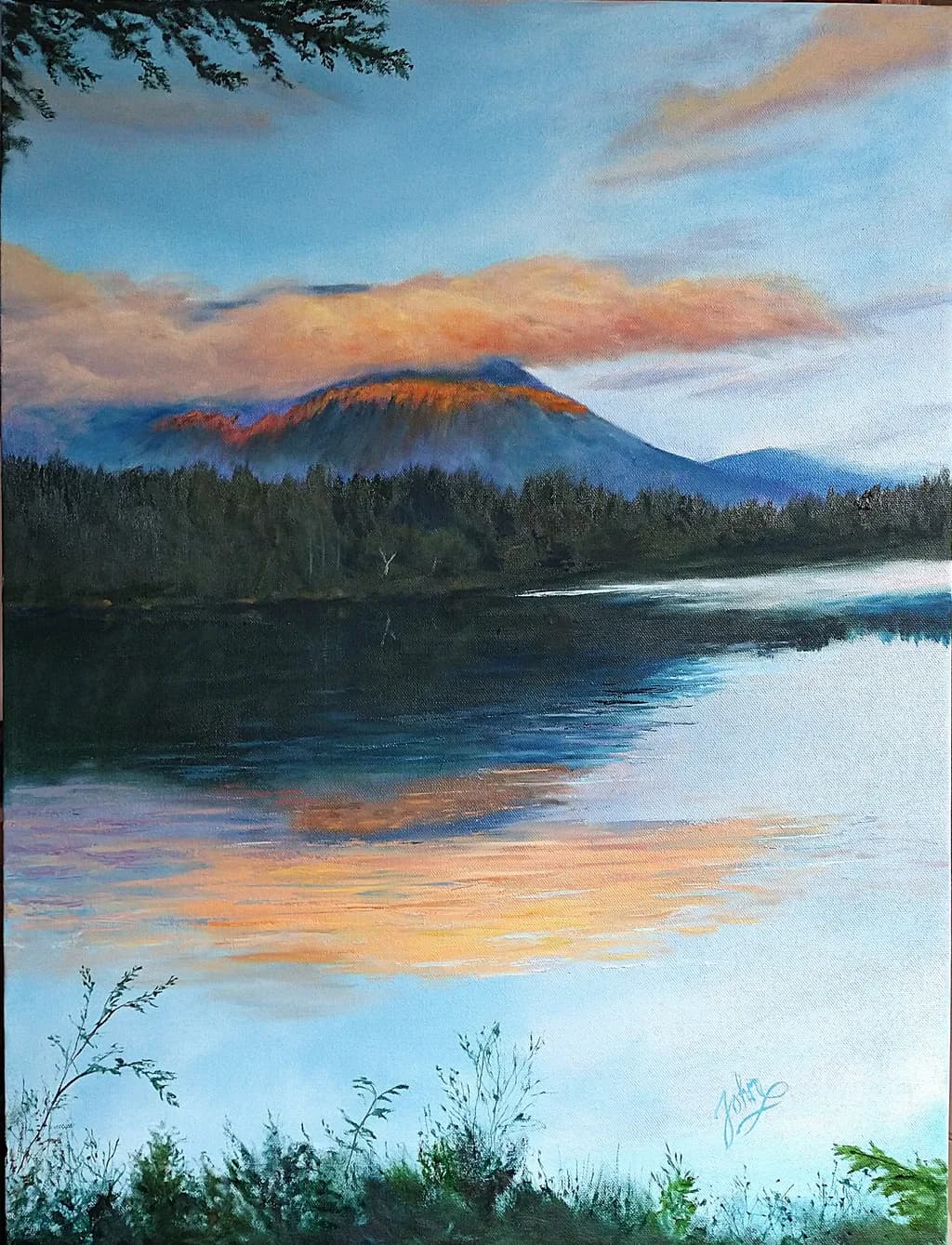Serenity at Dusk: A Tranquil Reflection of Mountains and Sky