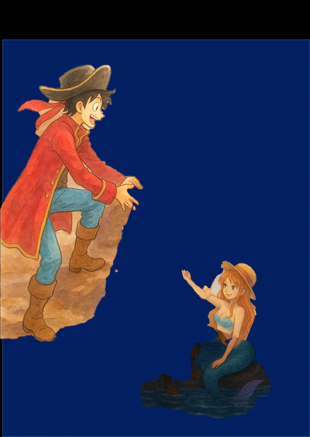 Whimsical Encounters: A Pirate's Adventure with a Mermaid