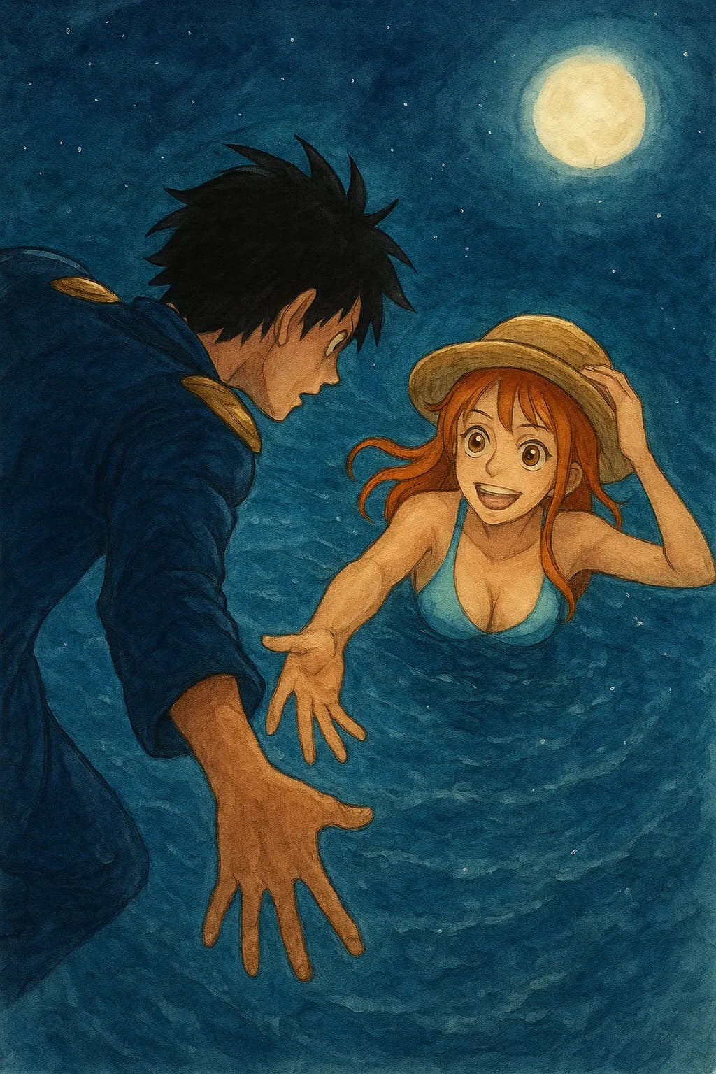 "Moonlit Embrace: A Journey Through Water and Dreams"