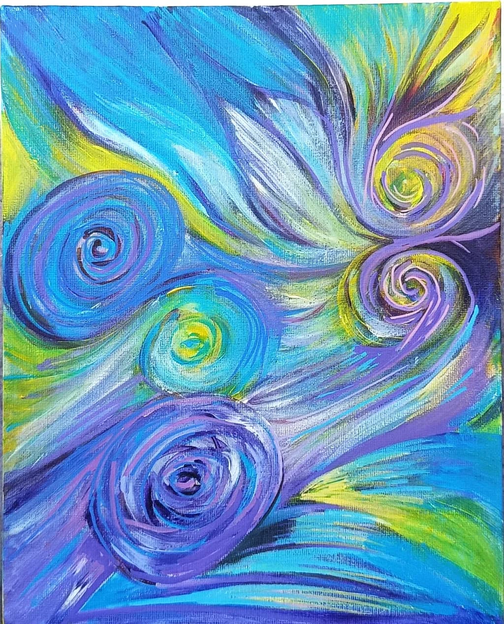 Whirls of Color: A Dance of Blues and Purples in Abstract Harmony