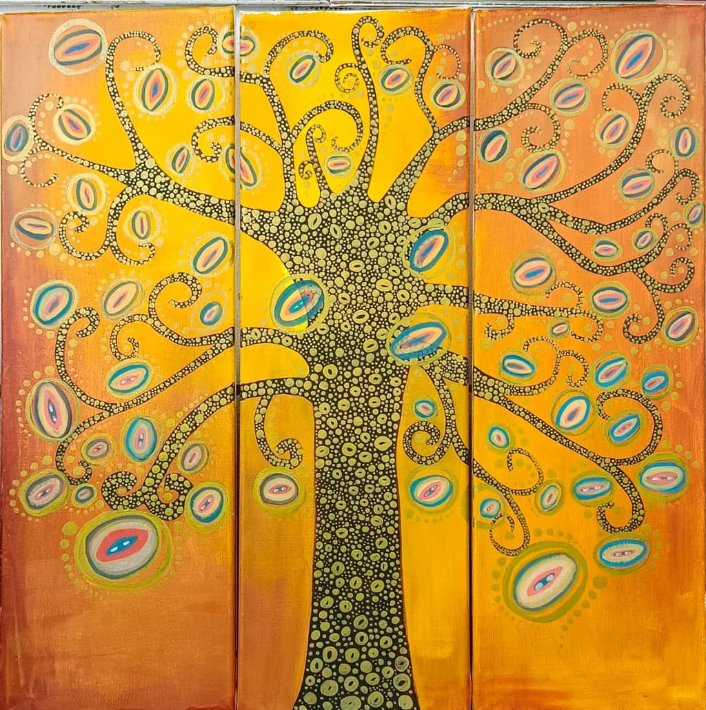 Whimsical Tree of Life: A Colorful Abstract Journey Through Nature's Essence