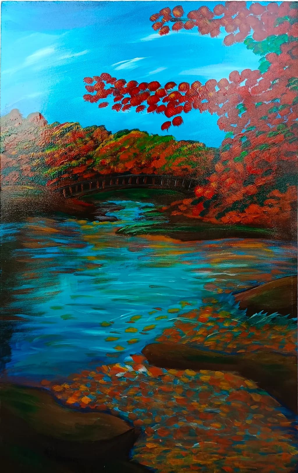 Autumn Serenity: A Tranquil River Reflection in Vibrant Hues