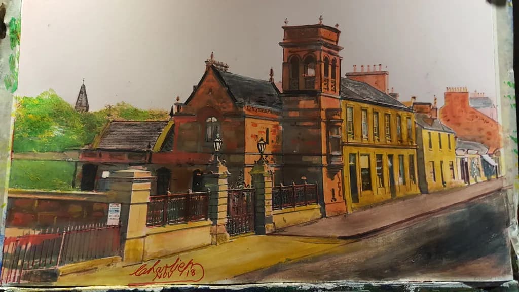 Transforming Urban Landscapes: A Hand-Painted Masterpiece of Historic Architecture