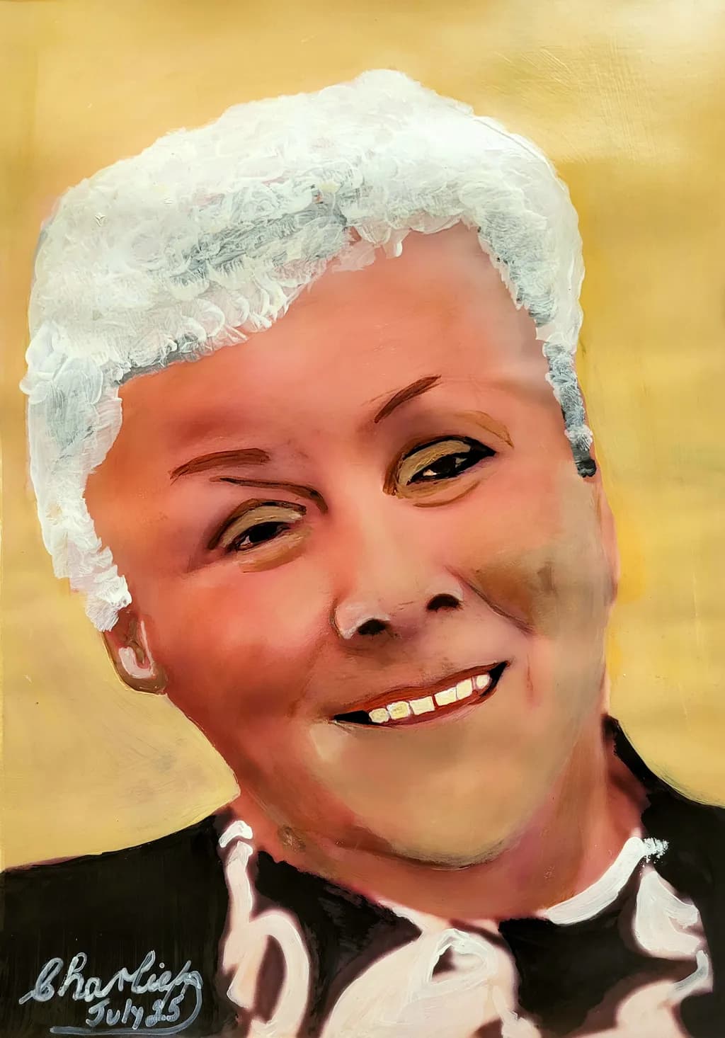Timeless Smiles: A Hand-Painted Portrait Capturing Joy and Character