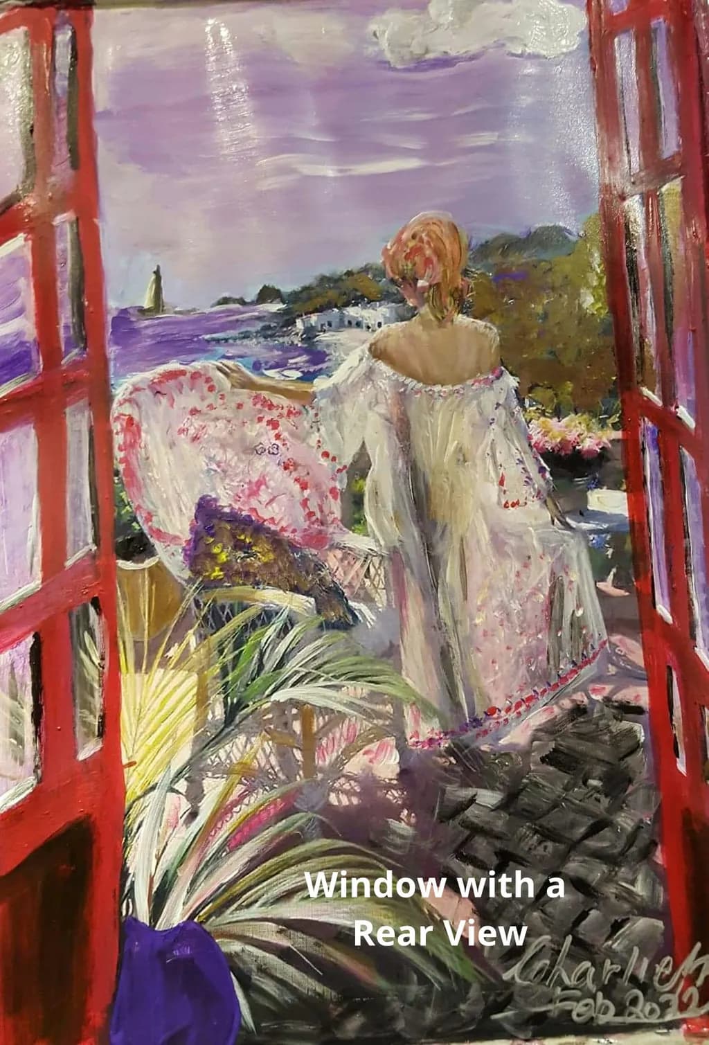 A Serene Escape: Capturing the View from a Colorful Window