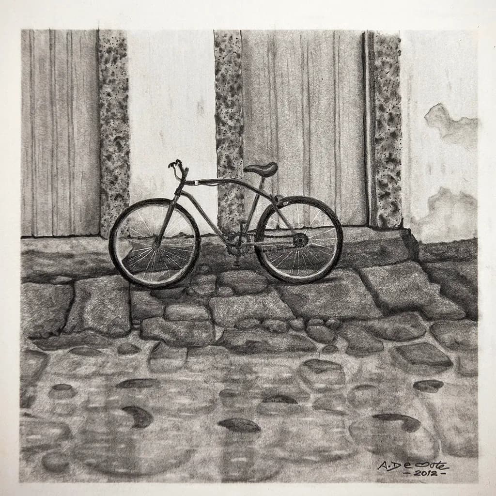 Whispers of Time: A Bicycle's Journey Through Stone and Shadow