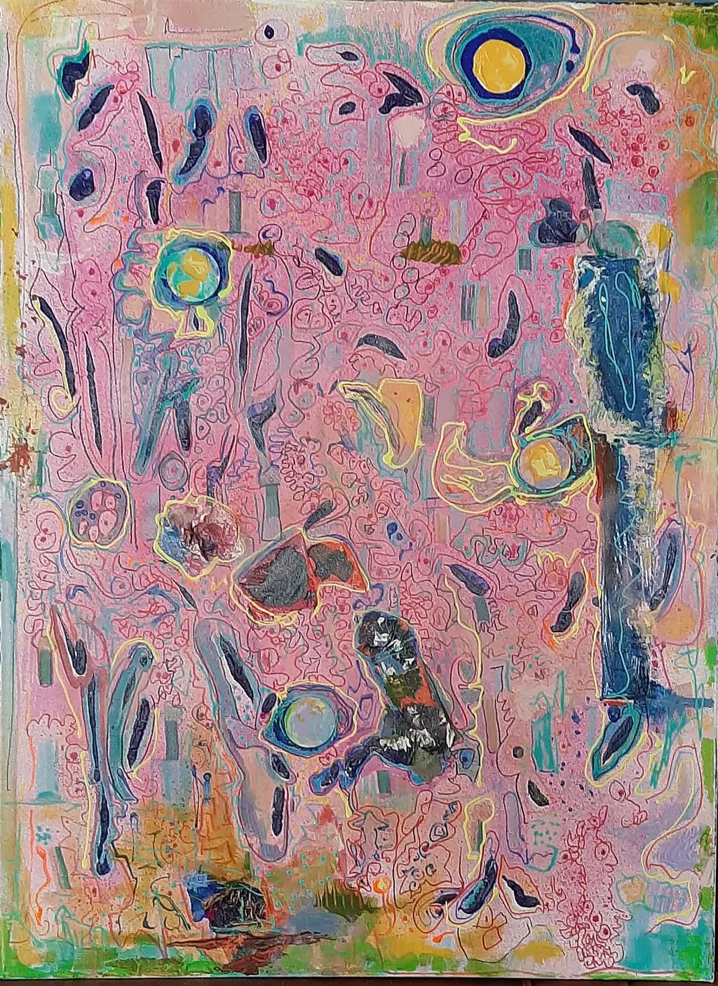 Whimsical Dance of Color: An Abstract Exploration of Organic Textures and Playful Forms