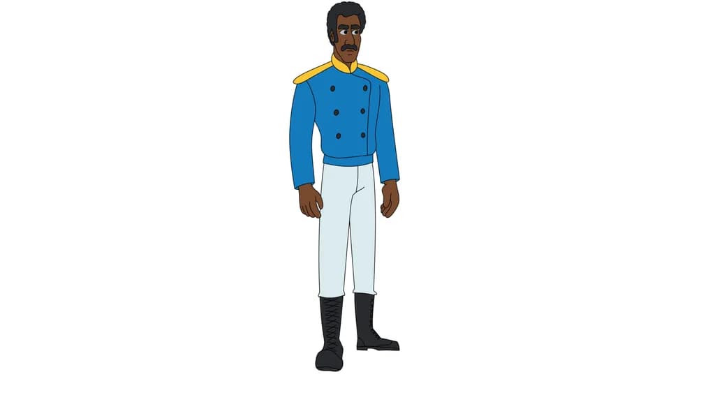 Regal Presence: A Bold Character in Blue and White Uniform