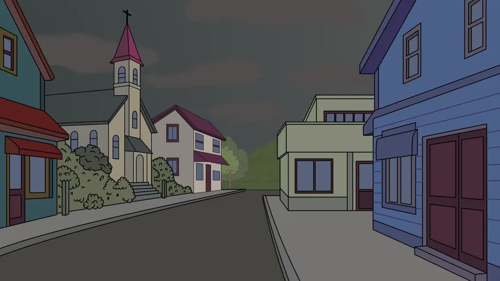 Whispers of the Quiet Town: A Stormy Evening Scene