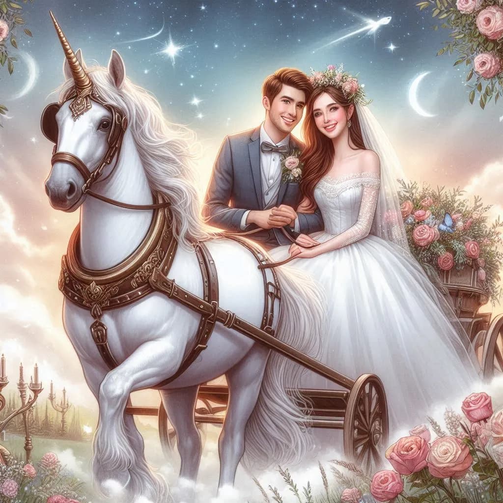 Whimsical Love: A Dreamy Wedding Journey with a Unicorn Carriage