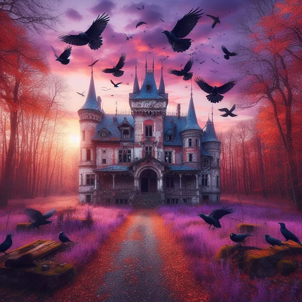 Whispers of Twilight: A Haunting Mansion in a Magical Forest