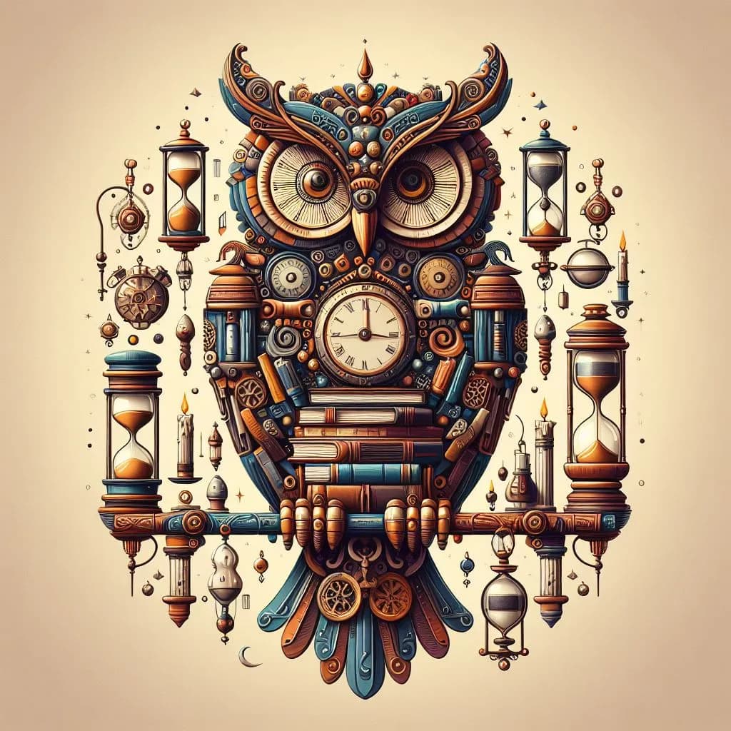 Whimsical Timekeeper: The Enigmatic Owl of Hours and Dreams