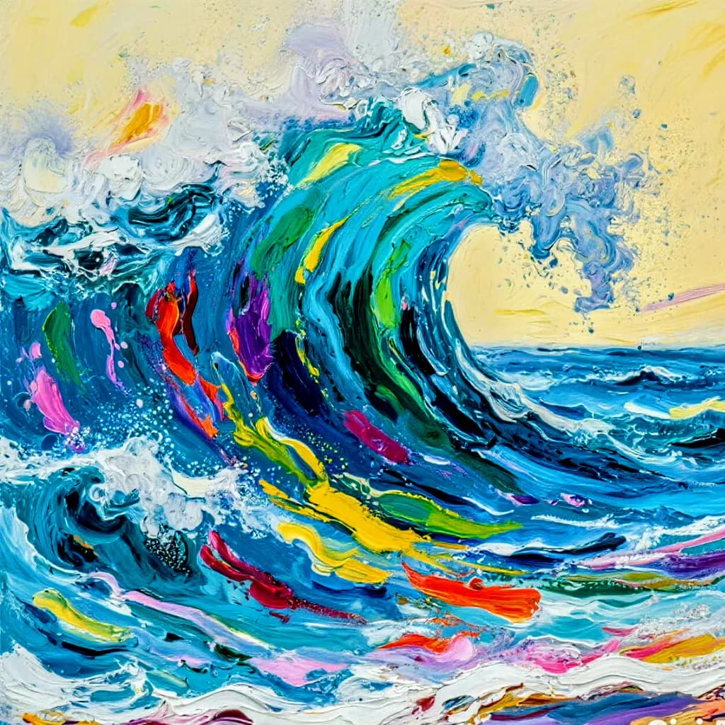 "Whispers of the Ocean: A Vibrant Wave Dance"