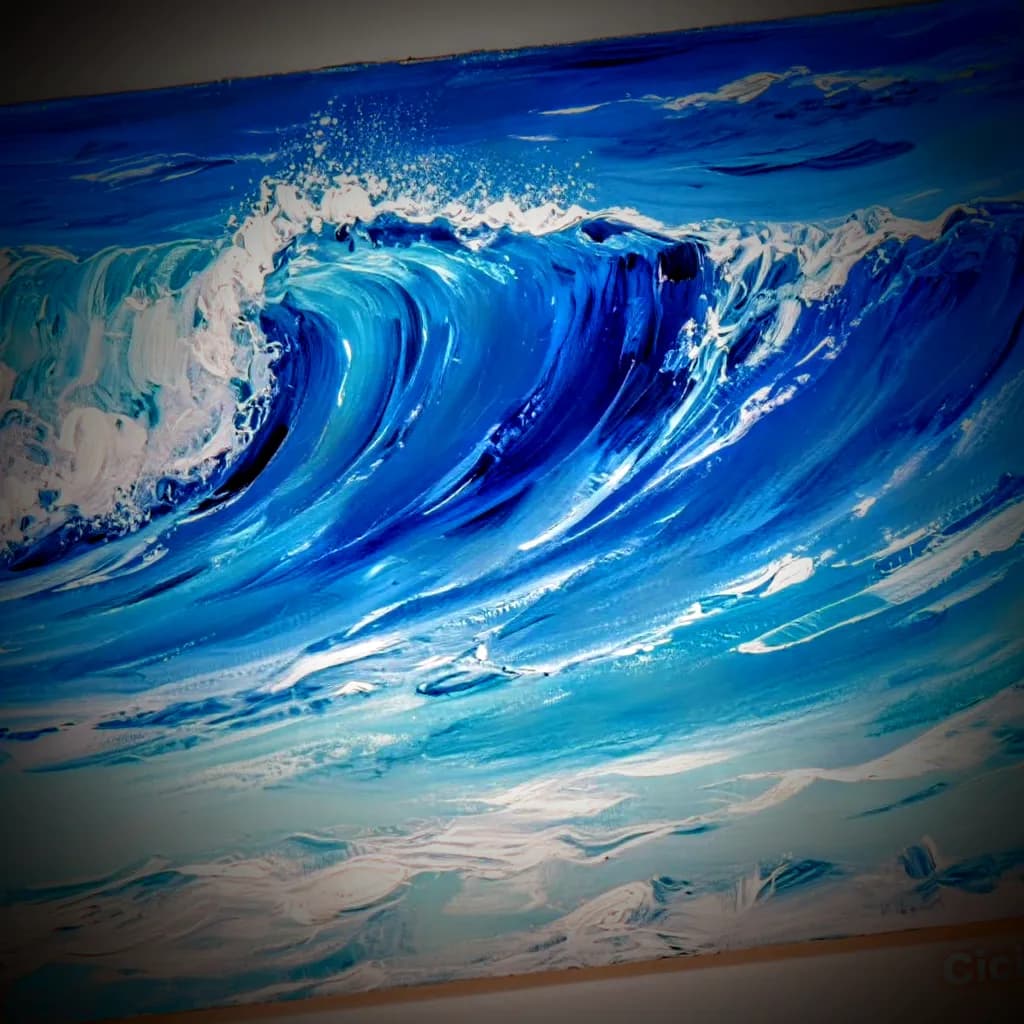 Whispers of the Ocean: A Dance of Waves in Vibrant Blues