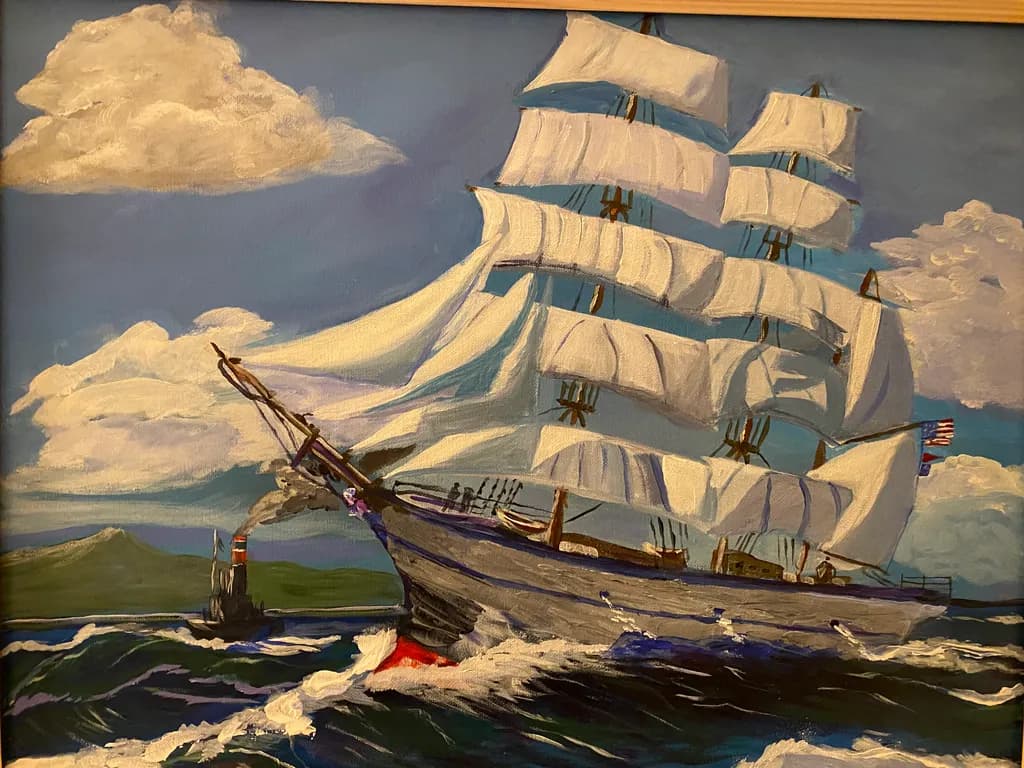 Majestic Voyage: A Tall Ship's Dance on the Open Sea