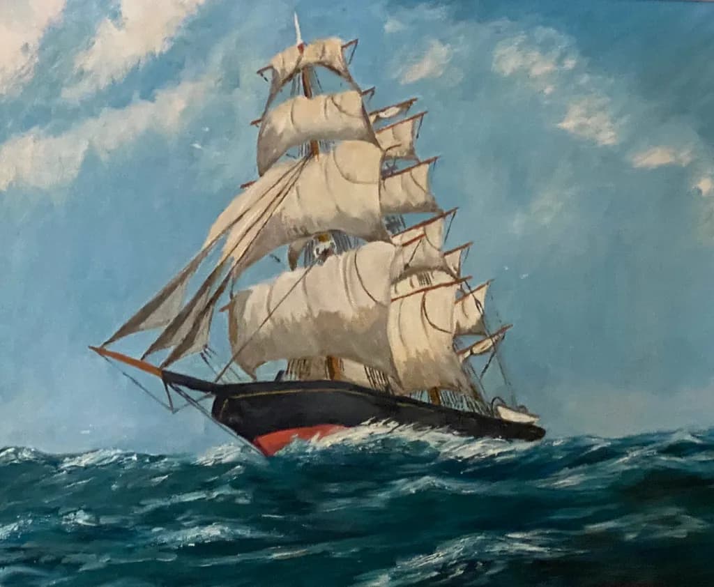 Majestic Voyage: A Tall Ship's Dance on the Open Sea
