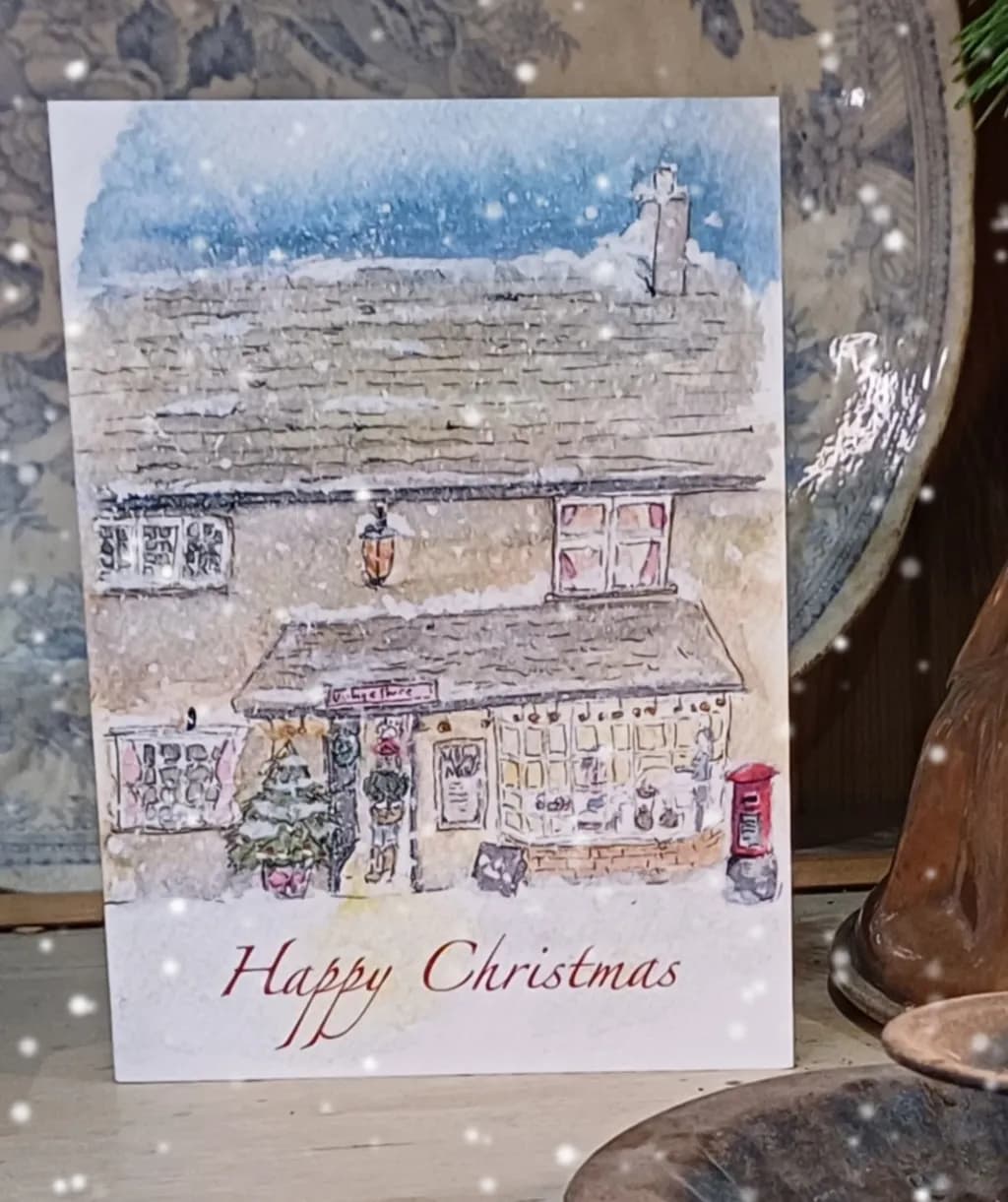 Charming Winter Cottage: A Heartwarming Christmas Greeting Card