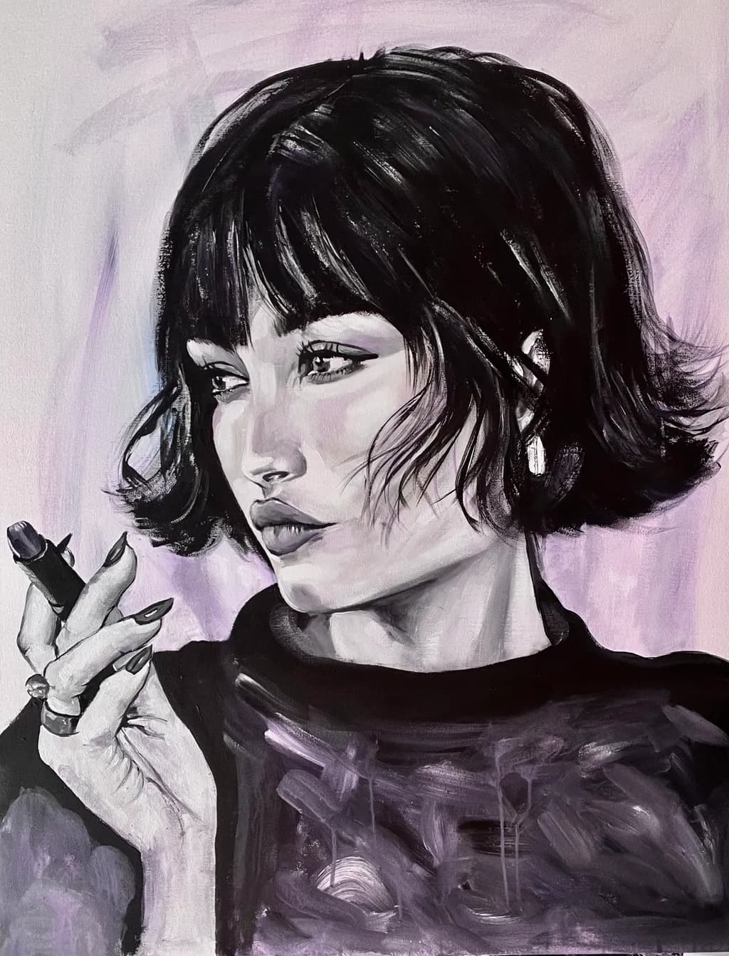 Whispers of Elegance: A Portrait of Modern Femininity in Shades of Purple