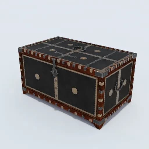 Antique Elegance: A Decorative Wooden and Metal Storage Chest