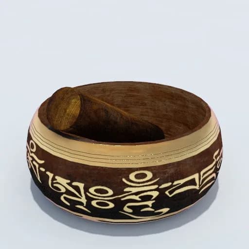 Ceremonial Harmony: Handcrafted Wooden Bowl with Intricate Symbolic Design