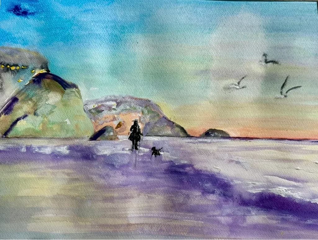 Coastal Figures at Dusk