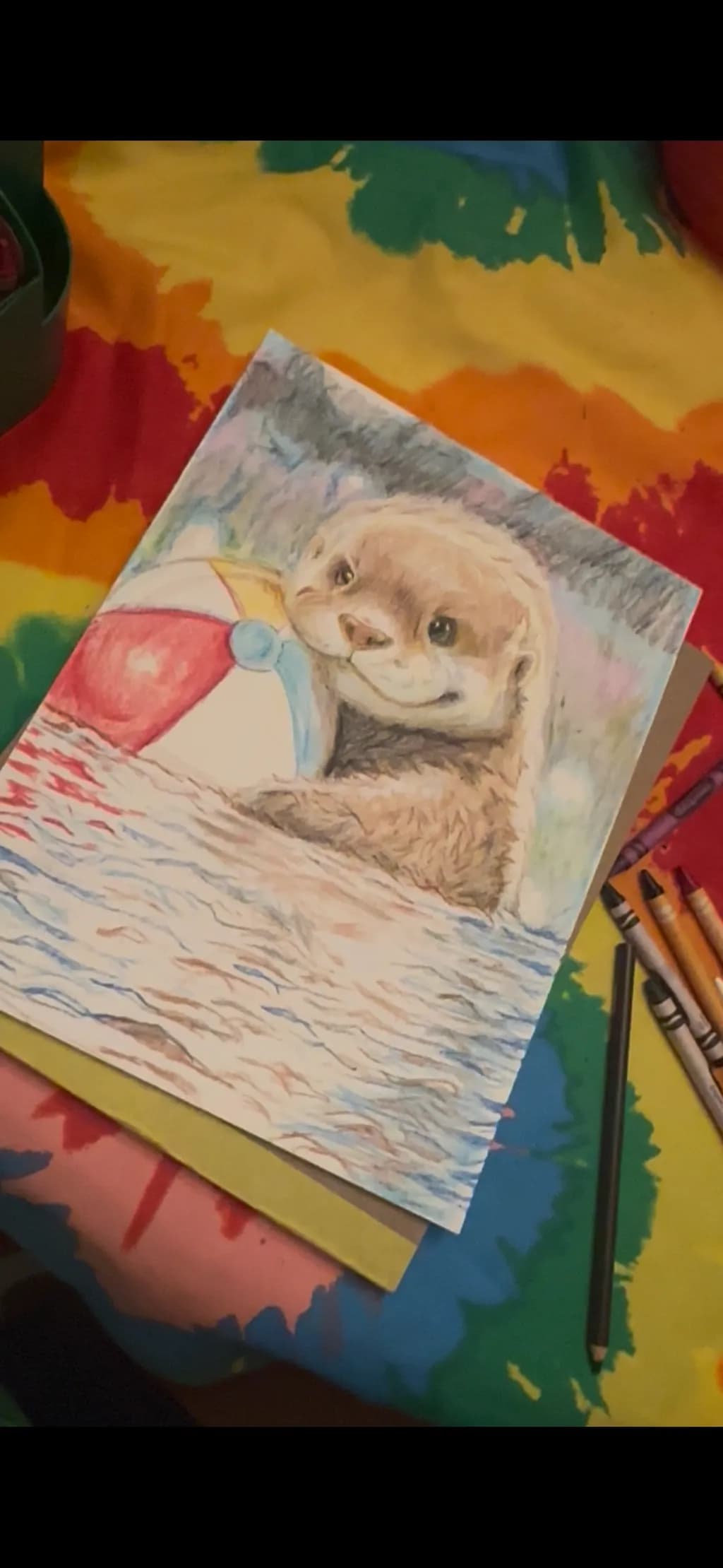Whimsical Waters: An Otter's Summer Adventure with a Beach Ball