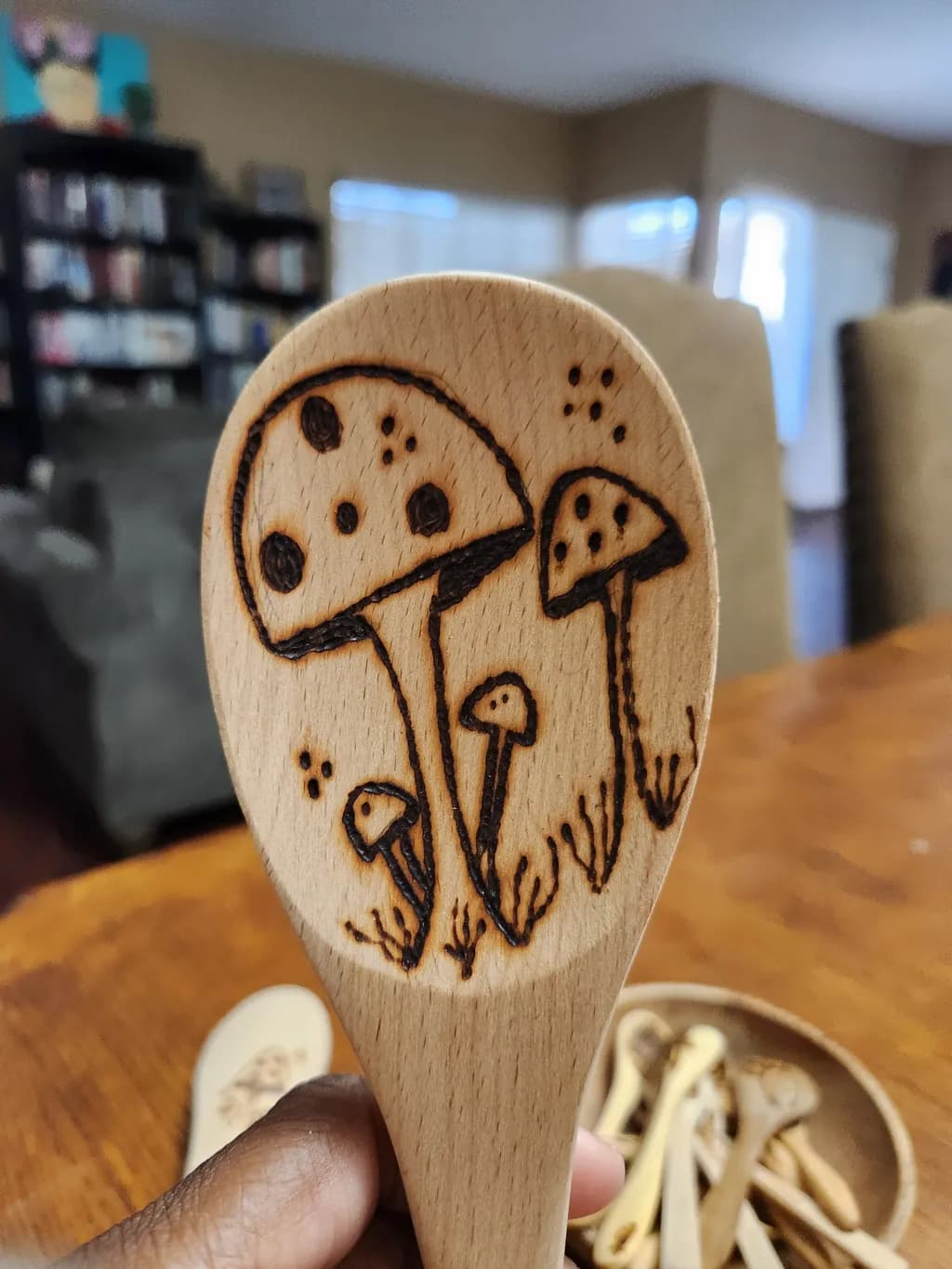 Whimsical Woodland Spoon: Handcrafted Mushroom Artistry in Wood