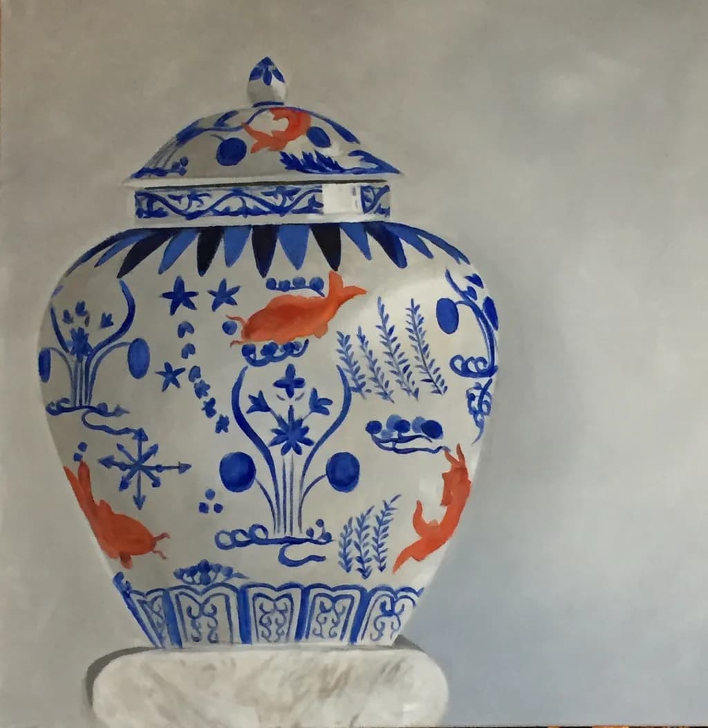 Blue and Coral Jar
