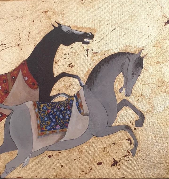 Galloping Elegance: A Dance of Majestic Horses on Golden Canvas