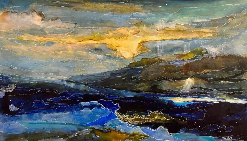 Serene Horizons: A Colorful Abstract Landscape Journey