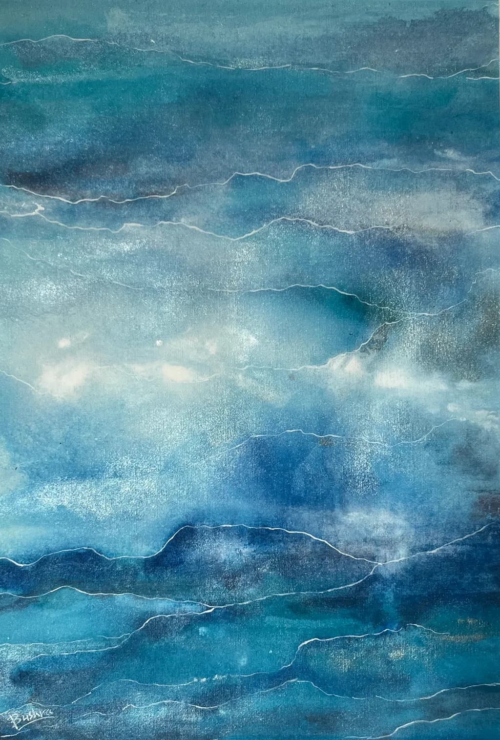 Whispers of the Ocean: A Serene Blue Abstract Landscape