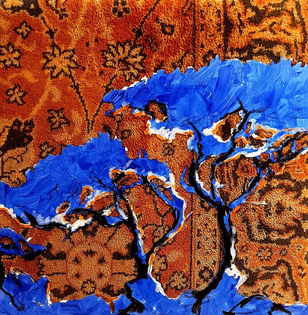 Blue Tree on Orange