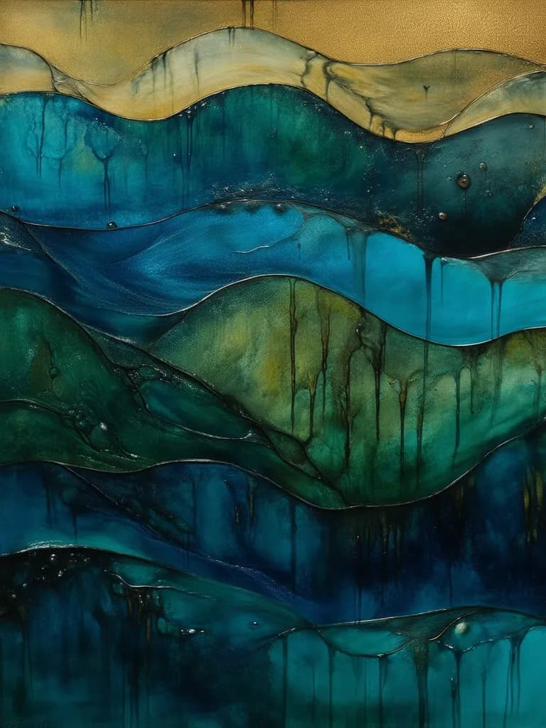 Oceanic Harmony: A Fluid Dance of Blue and Green Textures