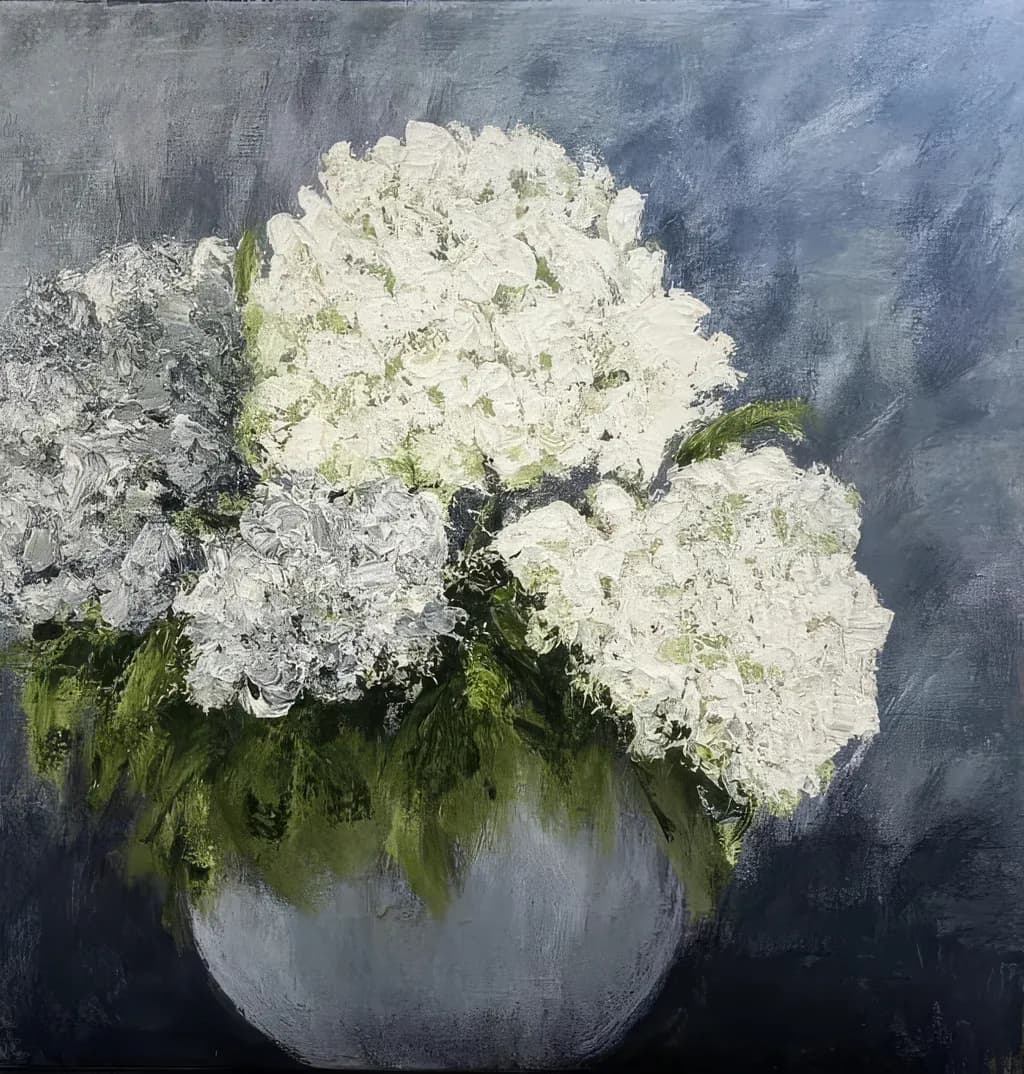 Whispers of Elegance: A Serene Hydrangea Arrangement in Soft Hues