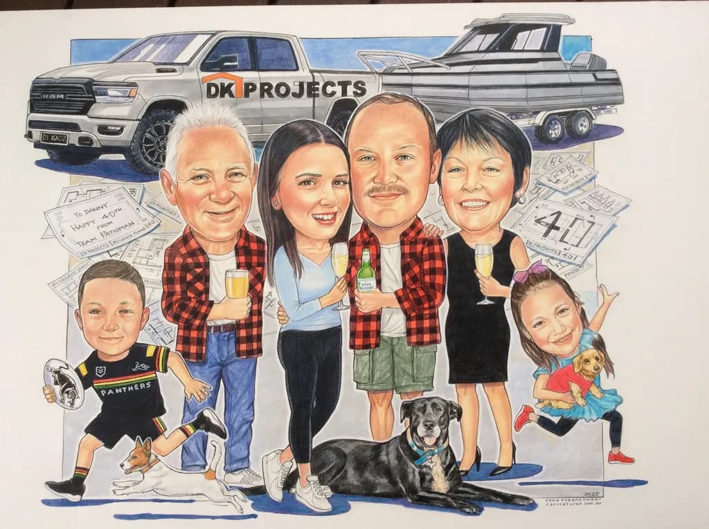 Family Celebration Caricature